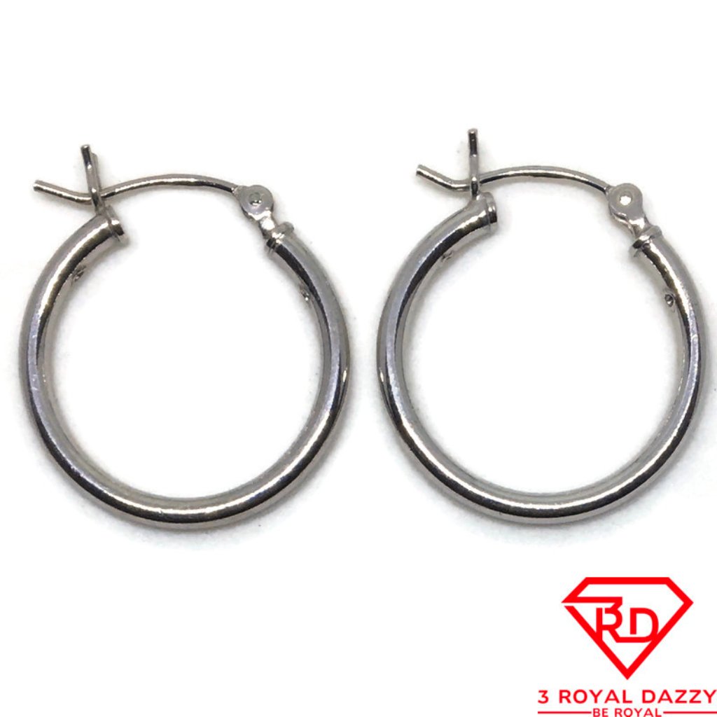 Smooth Round Hoop Earrings White Gold On Silver 45$